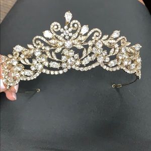 CZ & GOLD Crystal Tiara